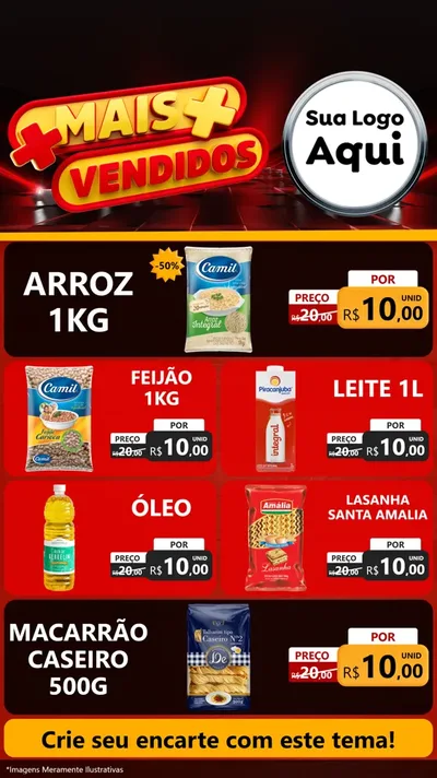 Modelo de TV para TV Vertical com o tema Mais Vendidos para Supermercado