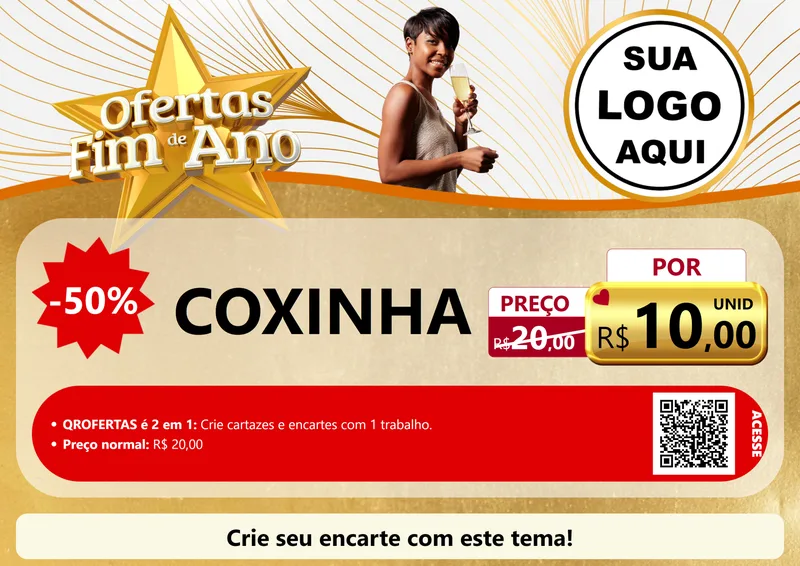 Modelo de Cartaz para Cartaz A4 Horizontal com o tema Ofertas Fim de Ano para Salgadaria