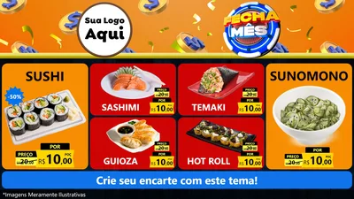 Modelo de TV para TV Horizontal com o tema Fecha Mês para Comida japonesa