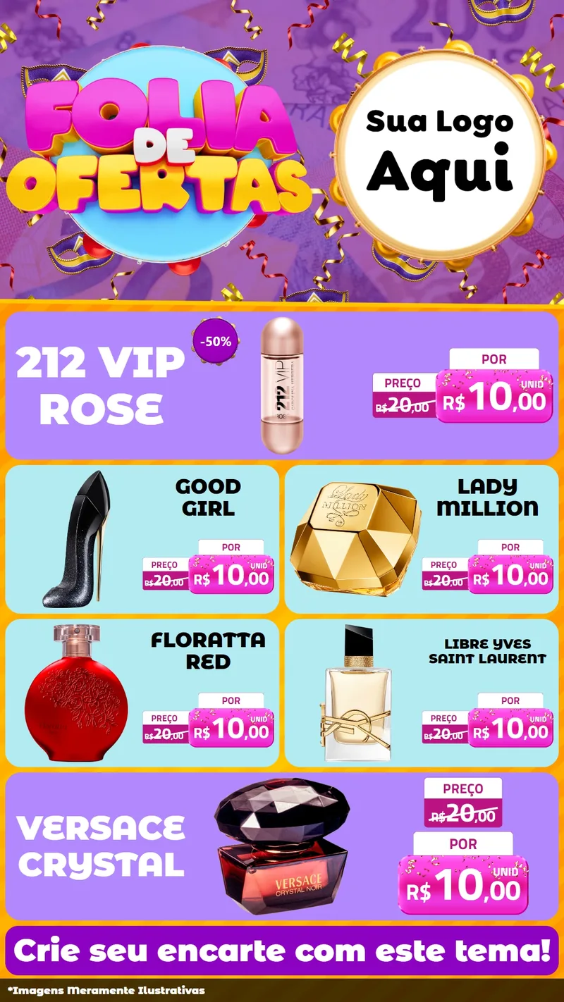 Modelo de TV para TV Vertical com o tema Folia de Ofertas para Perfumes