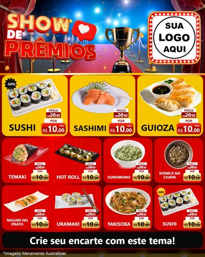 Modelo de Rede Social para Feed Instagram com o tema Show de Prêmios para Comida japonesa