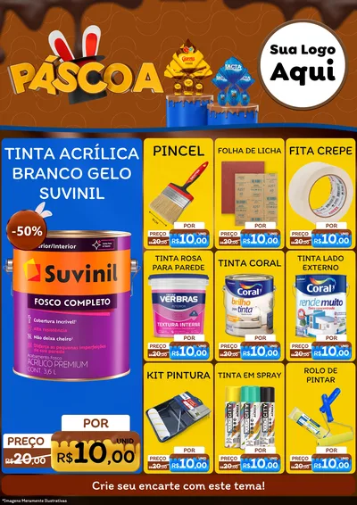 Modelo de Encarte para Encarte A4 Vertical com o tema Páscoa para Tintas e Ferramentas