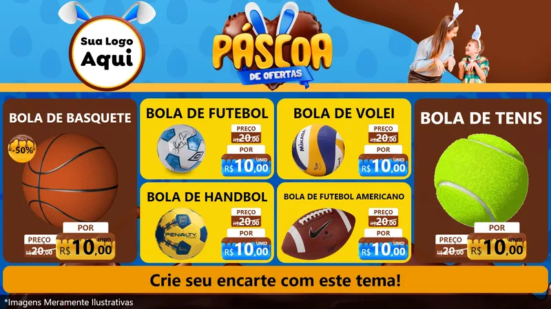 Modelo de TV para TV Horizontal com o tema Páscoa de Ofertas para Artigos Esportivos
