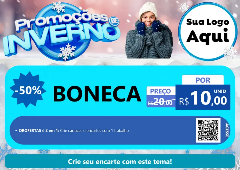 Modelo de Cartaz para Cartaz A4 Horizontal com o tema Promoções de Inverno para Brinquedos