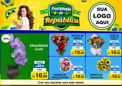 Modelo de Encarte para Encarte A4 Horizontal com o tema Proclamação da República para Floricultura e jardim