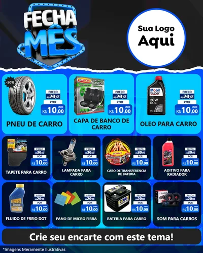 Modelo de Rede Social para Feed Instagram com o tema Fecha Mês para Auto peças