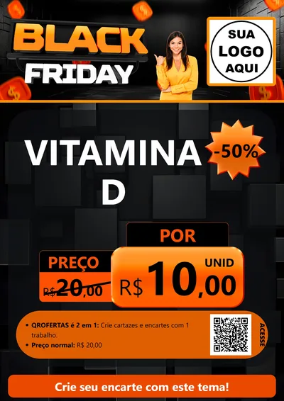 Modelo de Cartaz para Cartaz A4 Vertical com o tema Black Friday para Farmácia