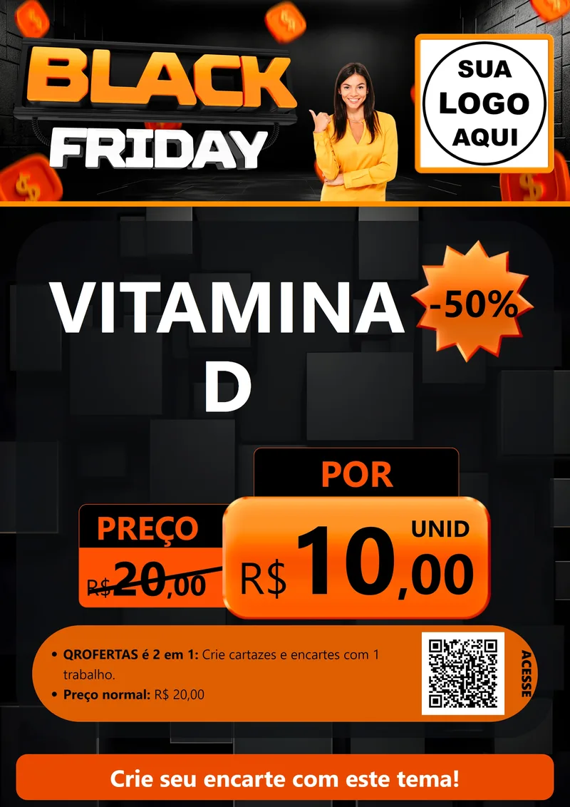 Modelo de Cartaz para Cartaz A4 Vertical com o tema Black Friday para Farmácia