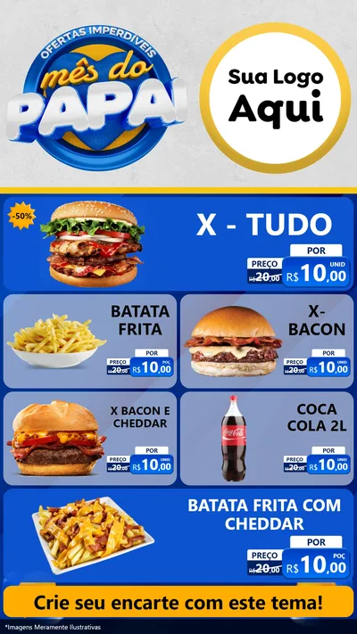 Modelo de TV para TV Vertical com o tema Ofertas Imperdíveis Mês Do Papai para Hamburgueria