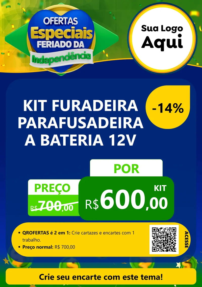 Modelo de Cartaz para Cartaz A4 Vertical com o tema Ofertas Especiais Feriado da Independência para Maquinas e Ferramentas