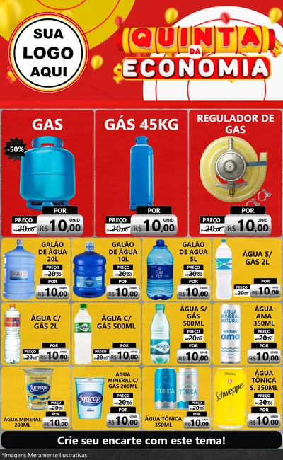 Modelo de Encarte para Encarte Grande com o tema Quinta da Economia para Água e gás