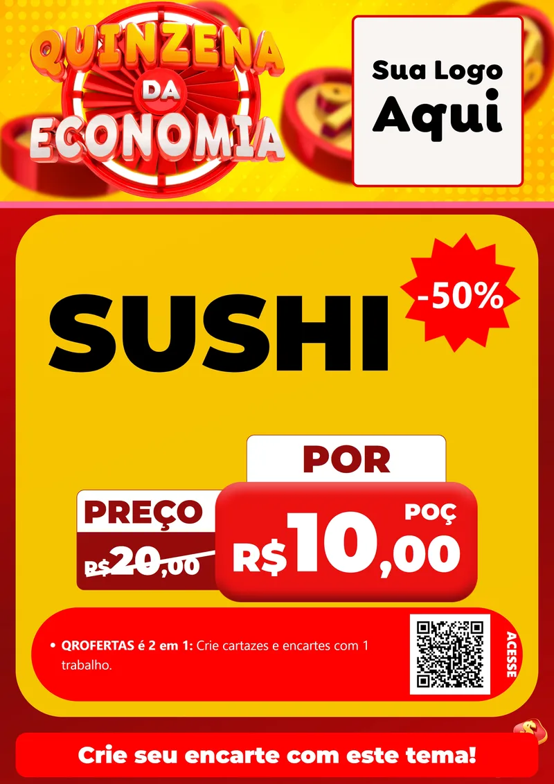Modelo de Cartaz para Cartaz A4 Vertical com o tema Quinzena Da Economia para Comida japonesa