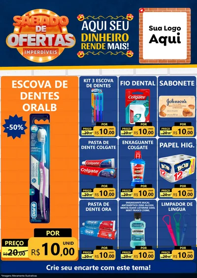 Modelo de Encarte para Encarte A4 Vertical com o tema Sábado de Ofertas Imperdíveis para Higiene Pessoal