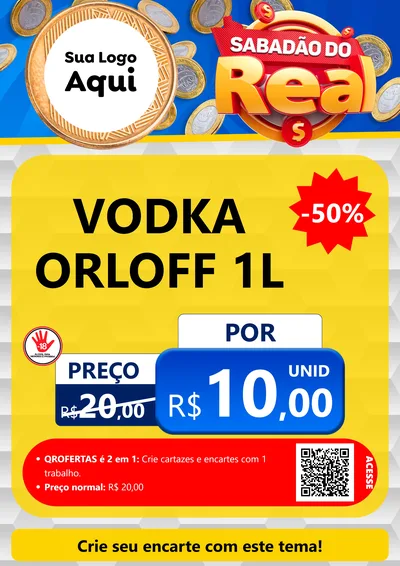 Modelo de Cartaz para Cartaz A4 Vertical com o tema Sabadão do Real para Distribuidora de bebidas