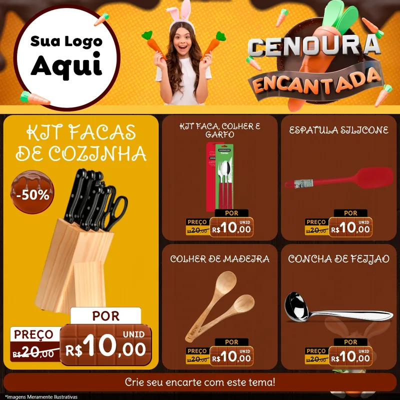 Modelo de Rede Social para Feed Facebook com o tema Cenoura Encantada - Páscoa para Utilidades Domésticas