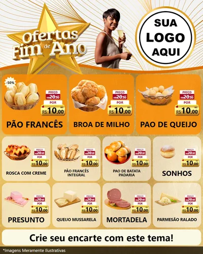 Modelo de Rede Social para Feed Instagram com o tema Ofertas Fim de Ano para Padaria