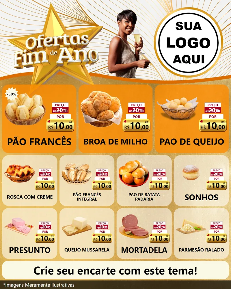 Modelo de Rede Social para Feed Instagram com o tema Ofertas Fim de Ano para Padaria