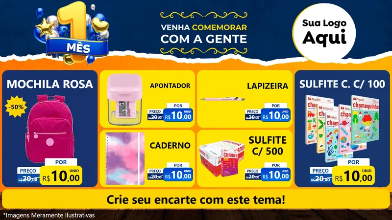 Modelo de TV para TV Horizontal com o tema Um Mês de Aniversário para Papelaria