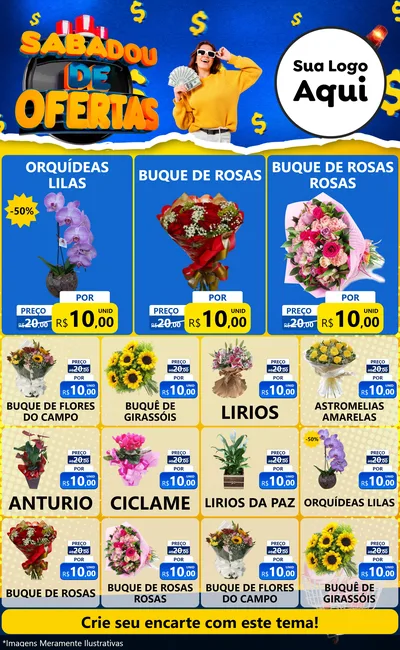 Modelo de Encarte para Encarte Grande com o tema Sabadou de Ofertas para Floricultura e jardim