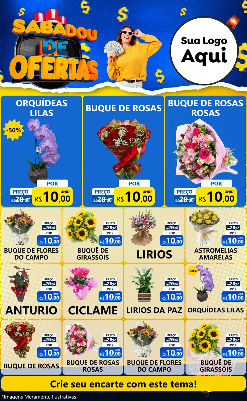 Modelo de Encarte para Encarte Grande com o tema Sabadou de Ofertas para Floricultura e jardim