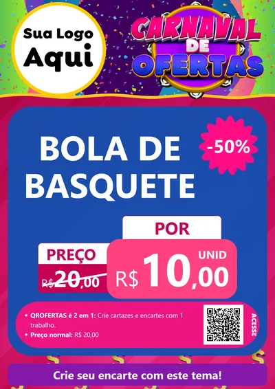 Modelo de Cartaz para Cartaz A4 Vertical com o tema Carnaval de Ofertas para Artigos Esportivos