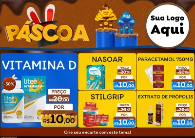 Modelo de Encarte para Encarte A4 Horizontal com o tema Páscoa para Farmácia