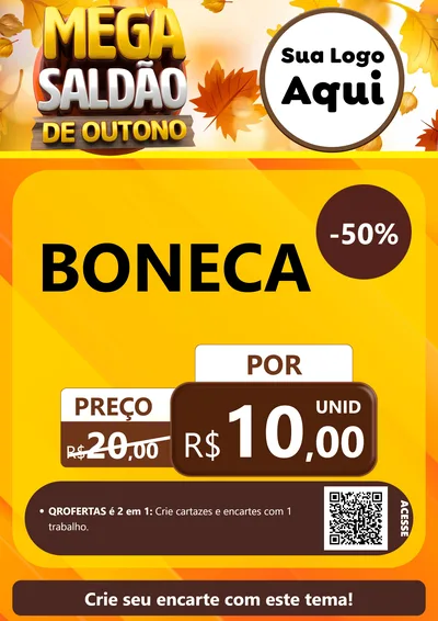 Modelo de Cartaz para Cartaz A4 Vertical com o tema Mega Saldão de Outono para Brinquedos