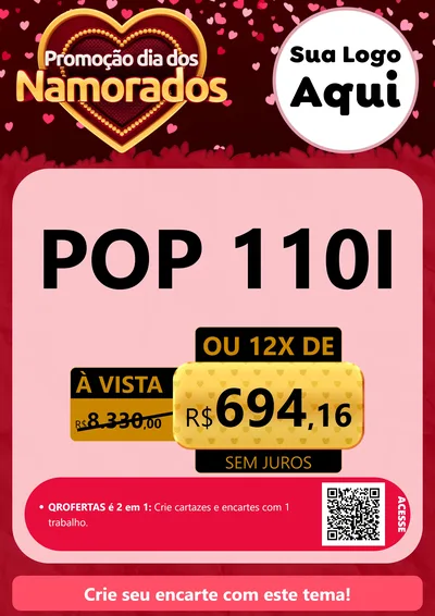 Modelo de Cartaz para Cartaz A4 Vertical com o tema Promoção Dia Dos Namorados para Concessionaria de Motos