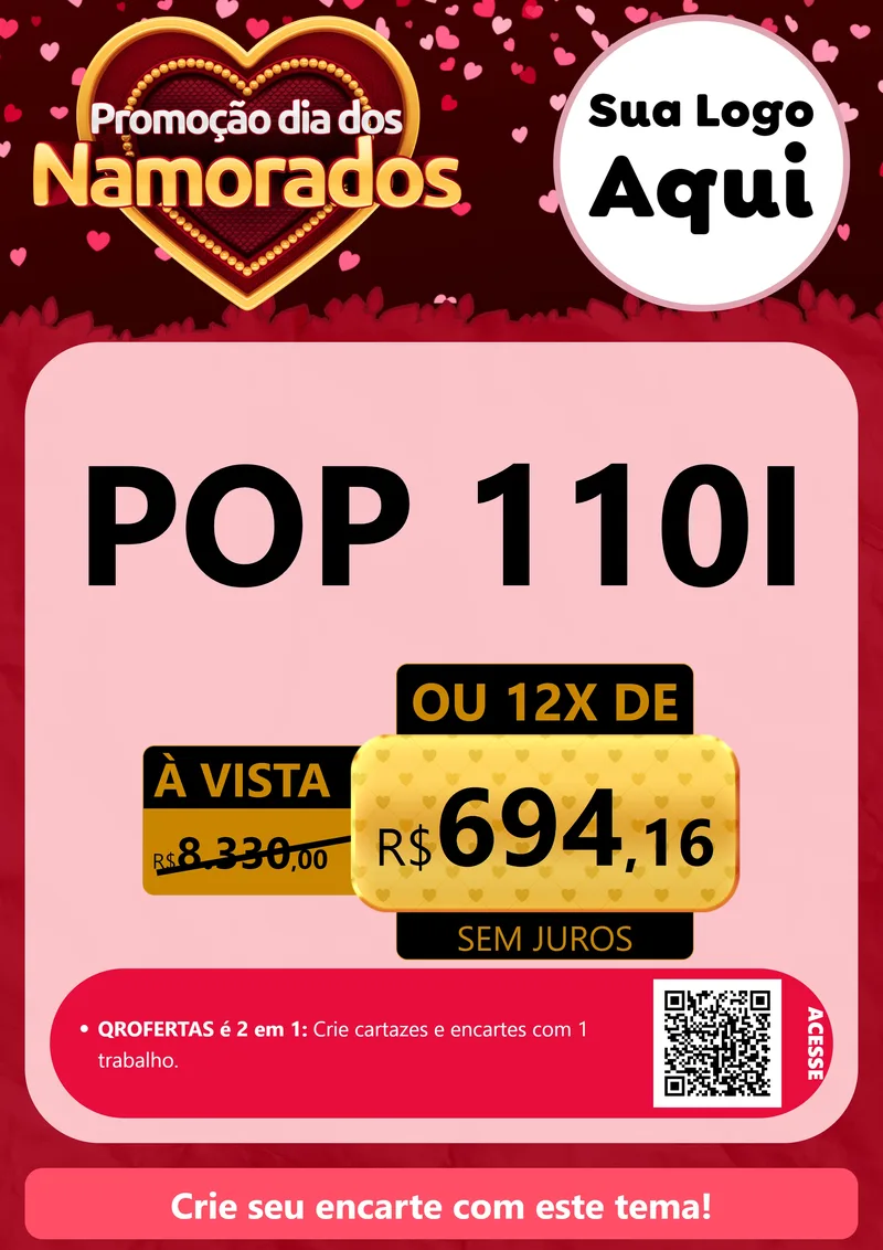 Modelo de Cartaz para Cartaz A4 Vertical com o tema Promoção Dia Dos Namorados para Concessionaria de Motos