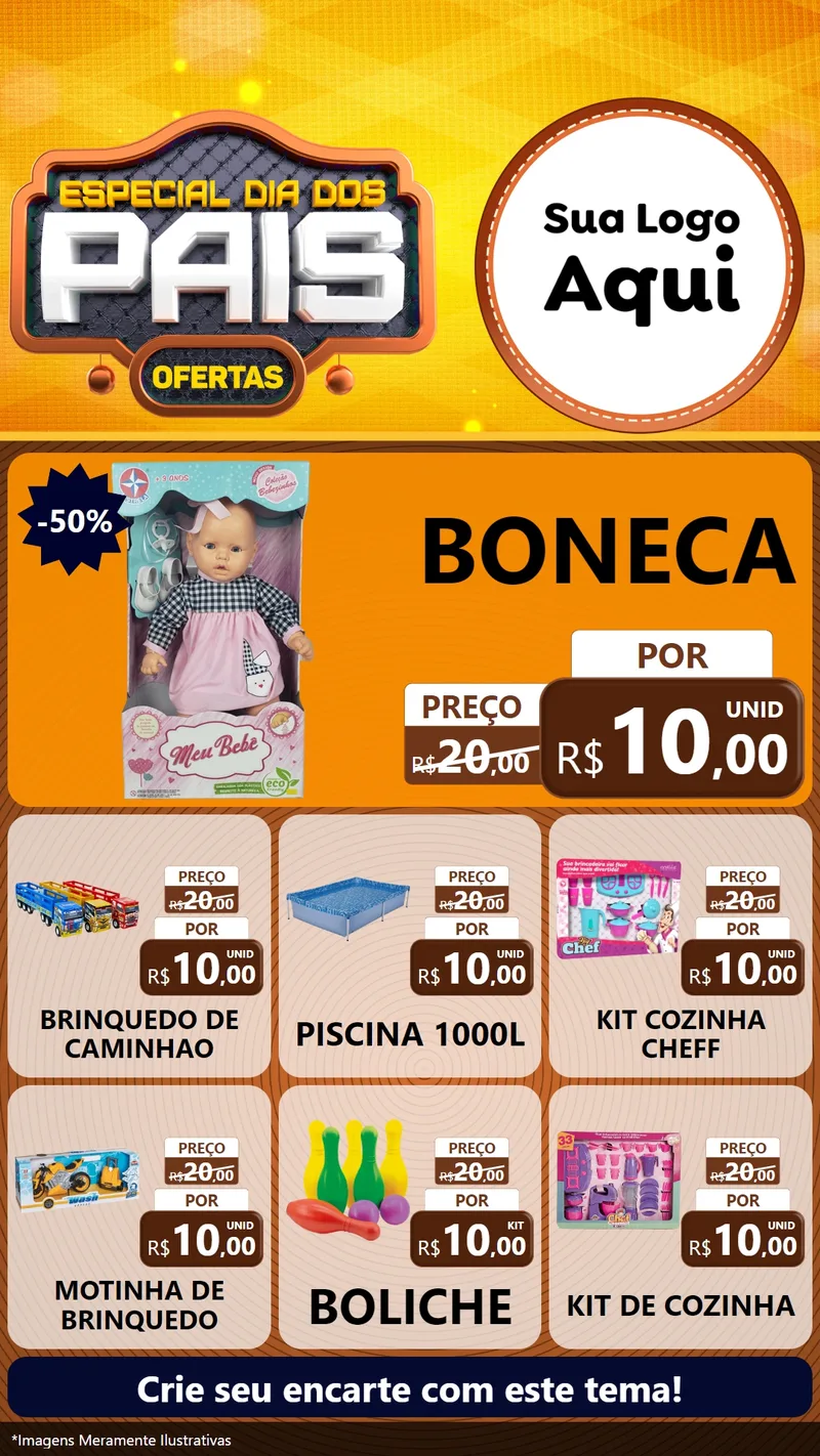 Modelo de Rede Social para Stories com o tema Especial Dia dos Pais para Brinquedos