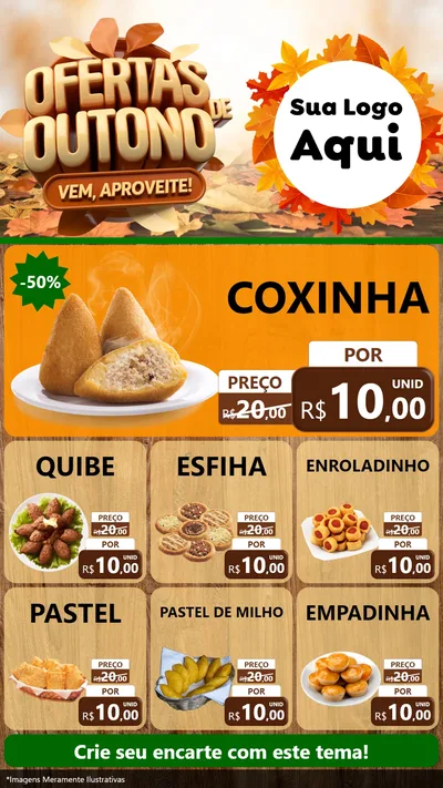 Modelo de Rede Social para Stories com o tema Ofertas de Outono - Vem, Aproveite! para Salgadaria