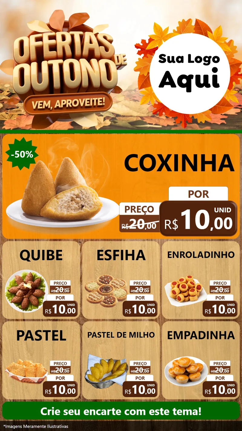 Modelo de Rede Social para Stories com o tema Ofertas de Outono - Vem, Aproveite! para Salgadaria
