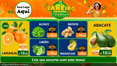 Modelo de TV para TV Horizontal com o tema Janeiro - Economia Garantida para Hortifrúti