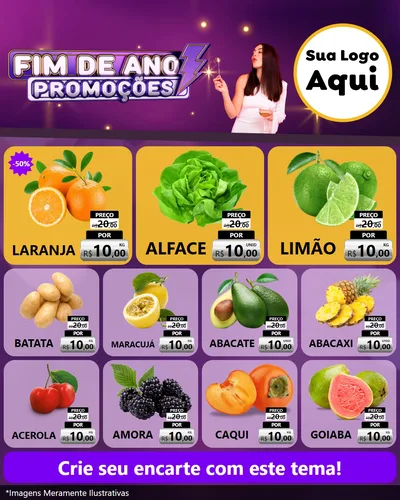 Modelo de Rede Social para Feed Instagram com o tema Fim de Ano Promoções para Hortifrúti