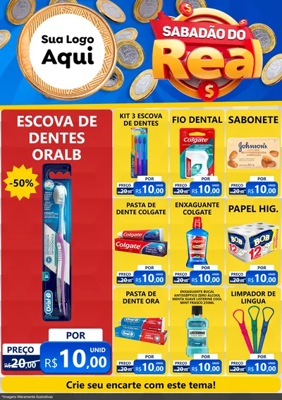 Modelo de Encarte para Encarte A4 Vertical com o tema Sabadão do Real para Higiene Pessoal