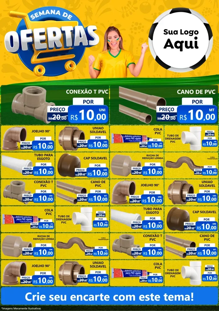Modelo de Encarte para Encarte A4 Vertical com o tema Semana de Ofertas - Copa para Tubos e conexões