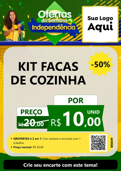Modelo de Cartaz para Cartaz A4 Vertical com o tema Ofertas da Semana da Independência para Utilidades Domésticas