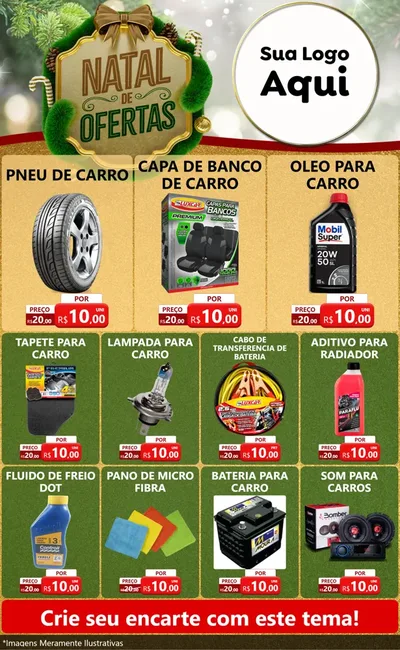 Modelo de Encarte para Encarte Grande com o tema Ofertas de Natal para Auto peças