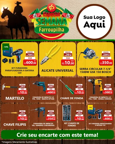 Modelo de Rede Social para Feed Instagram com o tema Especial Semana Farroupilha para Maquinas e Ferramentas