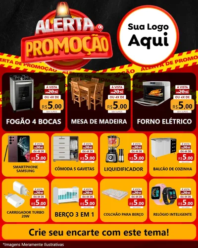Modelo de Rede Social para Feed Instagram com o tema Alerta de Promoção para Móveis e Eletro