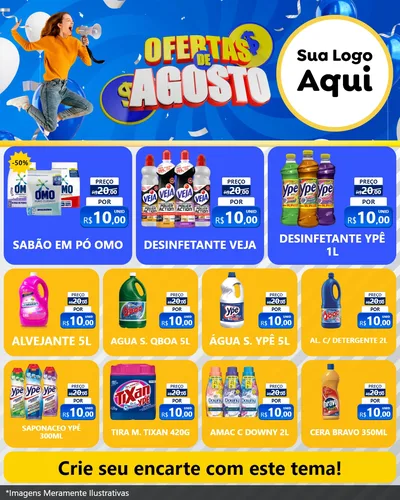 Modelo de Rede Social para Feed Instagram com o tema Ofertas de Agosto para Produtos de Limpeza