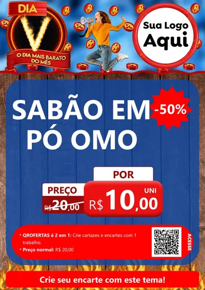 Modelo de Cartaz para Cartaz A4 Vertical com o tema Dia V - O Dia Mais Barato Do Mês para Produtos de Limpeza