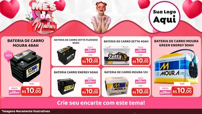 Modelo de TV para TV Horizontal com o tema Mês da Mulher para Baterias Elétricas