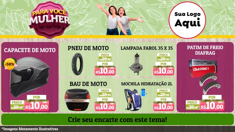 Modelo de TV para TV Horizontal com o tema Para Você Mulher para Moto peças