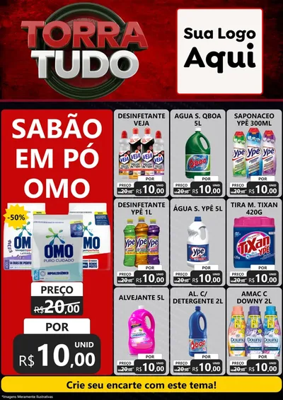 Modelo de Encarte para Encarte A4 Vertical com o tema Torra Tudo para Produtos de Limpeza