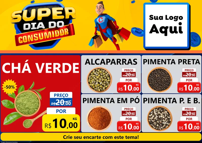 Modelo de Encarte para Encarte A4 Horizontal com o tema Super Dia do Consumidor para Produtos Naturais
