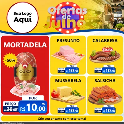 Modelo de Rede Social para Feed Facebook com o tema Ofertas de Julho para Frios e Laticínios