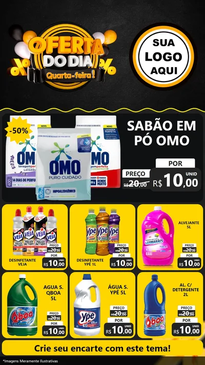Modelo de Rede Social para Stories com o tema Oferta do Dia - Quarta Feira! para Produtos de Limpeza