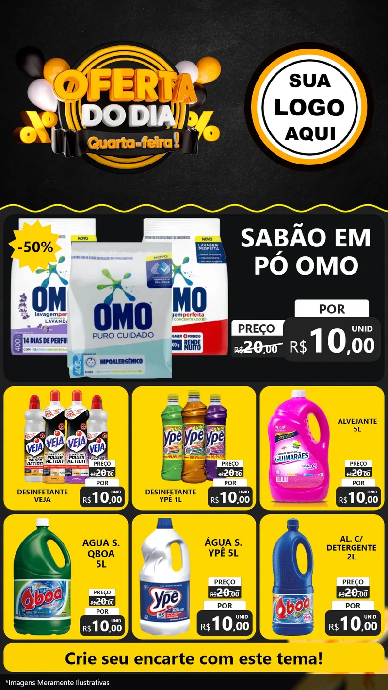 Modelo de Rede Social para Stories com o tema Oferta do Dia - Quarta Feira! para Produtos de Limpeza