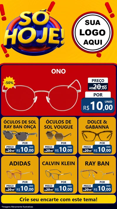 Modelo de Rede Social para Stories com o tema Só Hoje! para Óticas